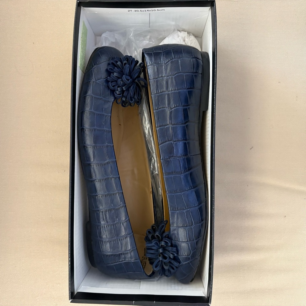 Talbots Blue Croc-Embossed Flats